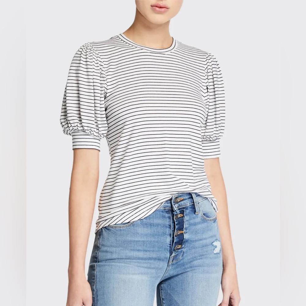 Frame Balloon Sleeve Striped Tee